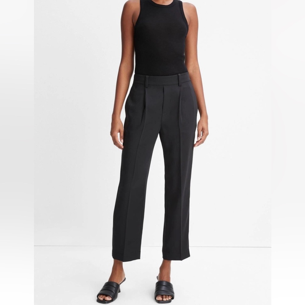 Women's Vince Navy Mid Rise Straight Tapered Pull-On Pants Cropped Size XXS